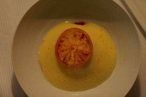 Blood orange covered by a cream