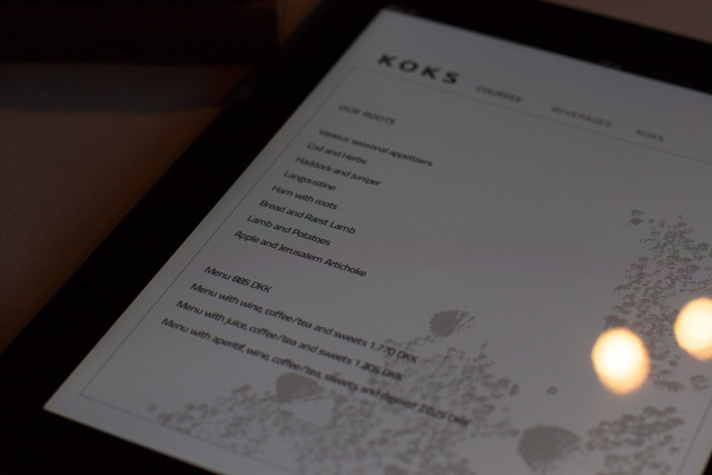 KOKS iPad menu